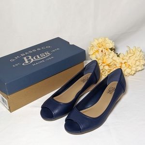 NWT Blue Peep Toe Wedges by G.H. Bass & Co